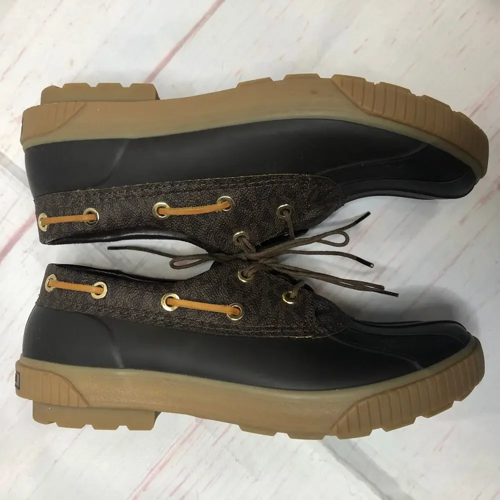 Michael Kors Rain Duck Boot Rubber and Monogram Leather Low Profile